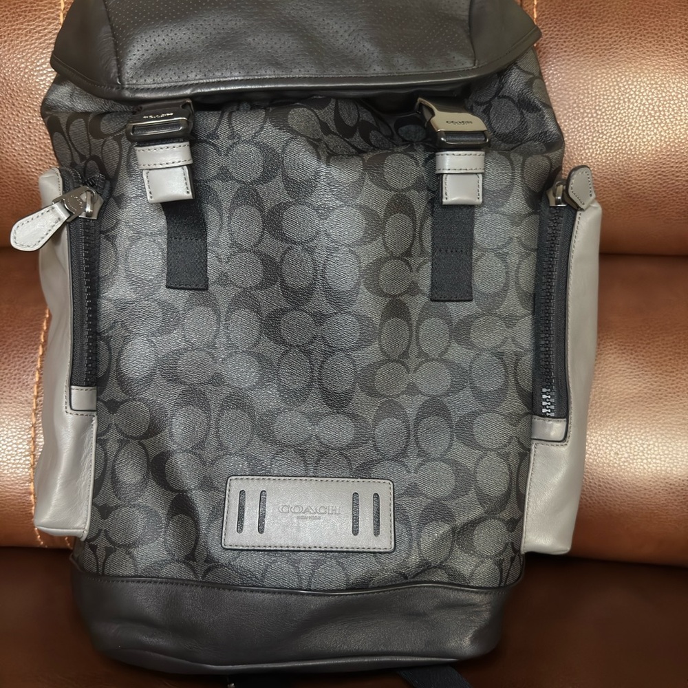 Coach Black and Gray Monogram Backpack